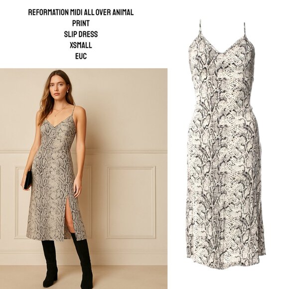 REFORMATION MIDI LENGTH ANIMAL ALL OVER PRINT DRESS X SMALL EUC - Picture 1 of 5